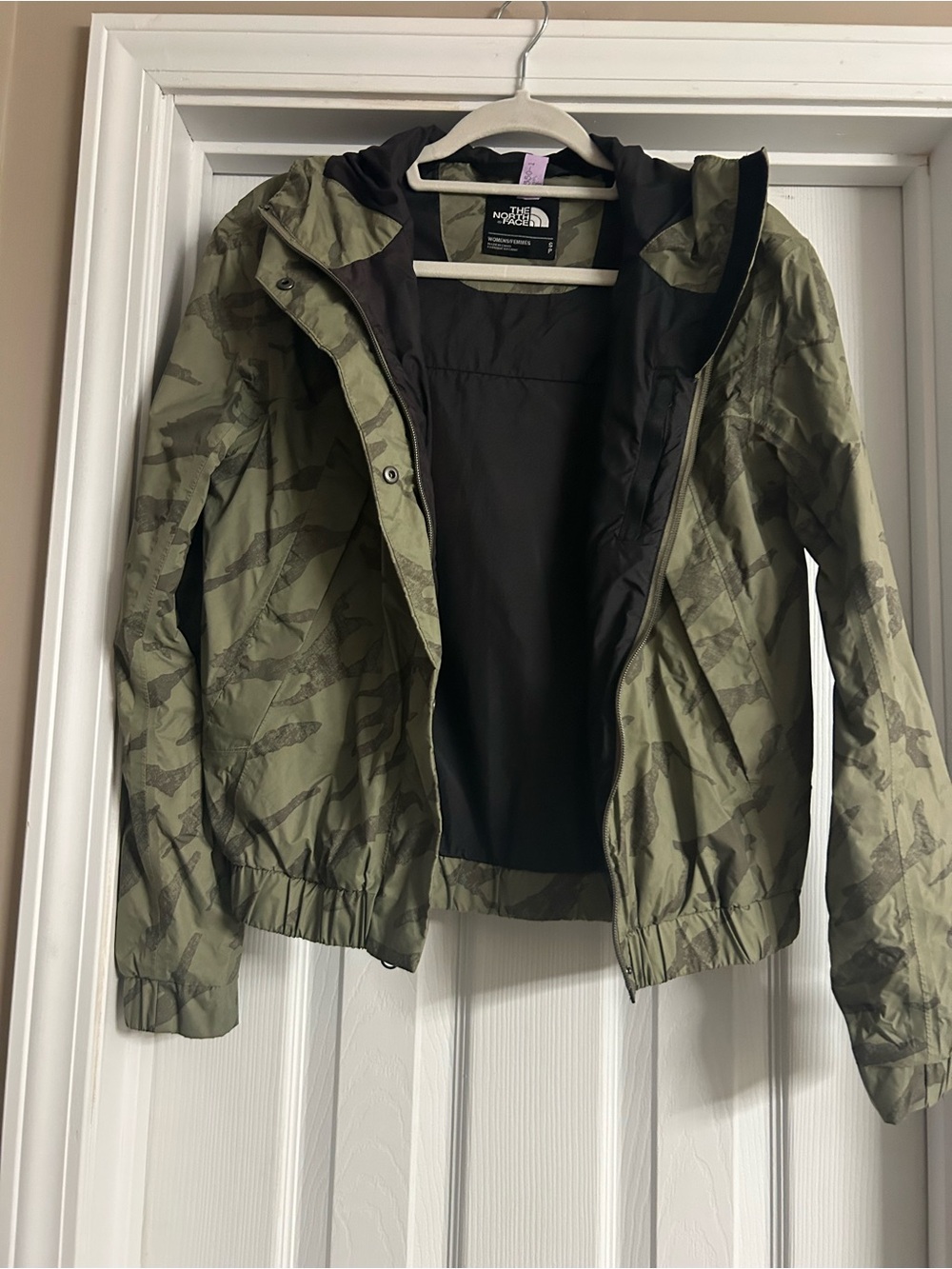 The North Face Women's Olive Camo Lightweight Hooded Bomber Jacket